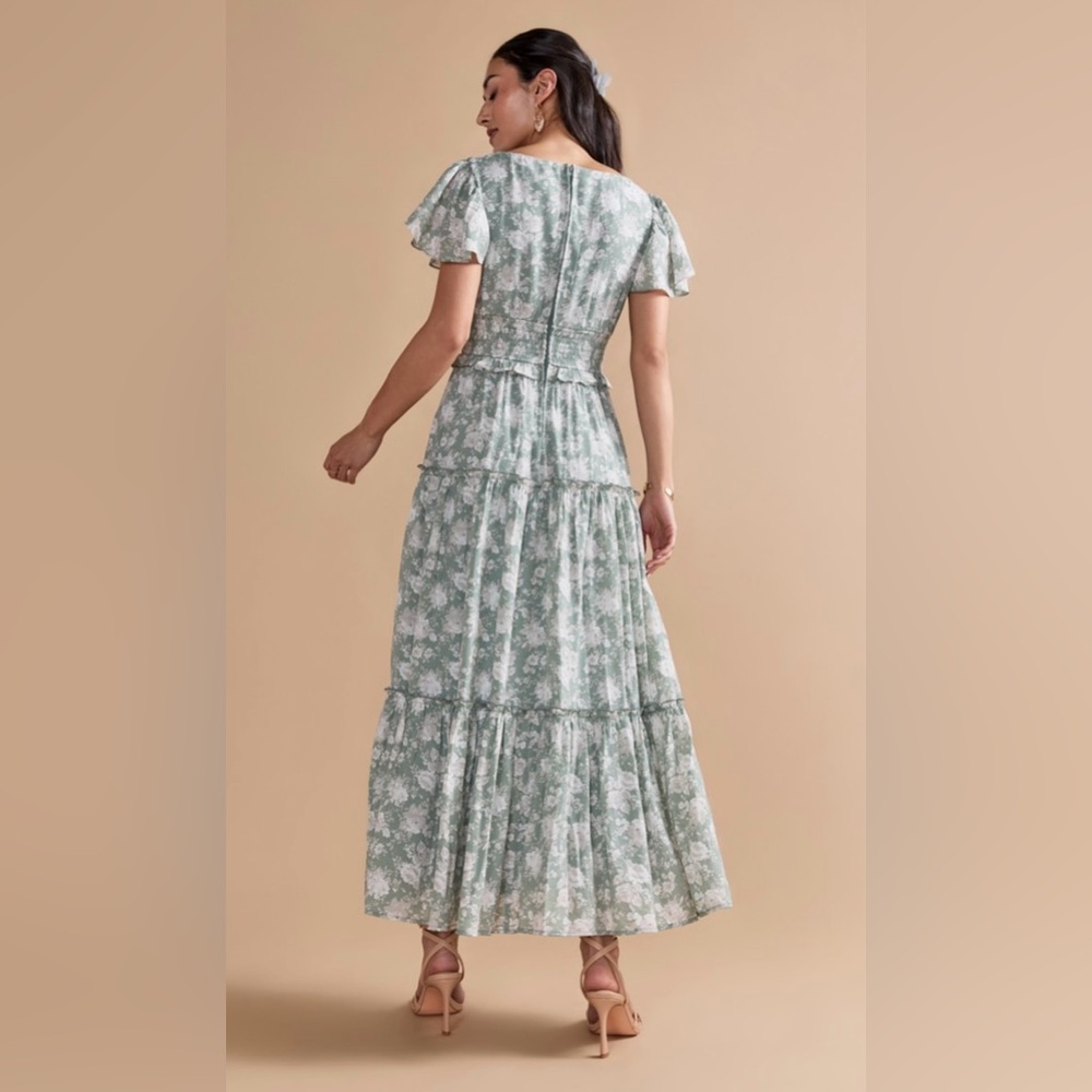 EUC Francesca’s Kathy Floral Tiered Maxi Dress S Size - Picture 3 of 8